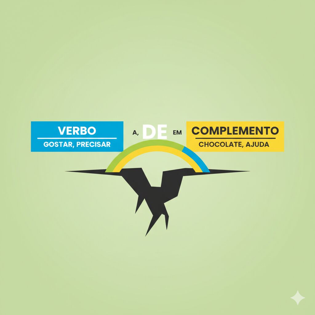 Tabela visual sobre Regência Verbal Português Brasileiro: a preposição como ponte entre o verbos e o objeto.