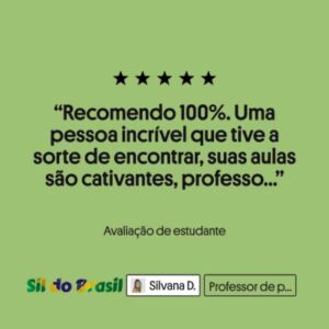 Recomendo 100%. Uma pessoa incrível que tive a sorte de encontrar, suas aulas são cativantes, professora sempre sorrindo, muito paciente e com contagiante humor alegre.